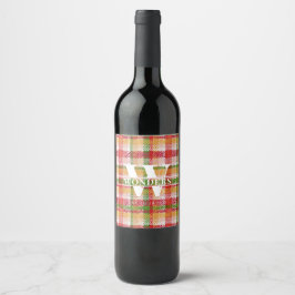 Tartan-Karo individuelles Monogramm Veranstaltungs Weinetikett