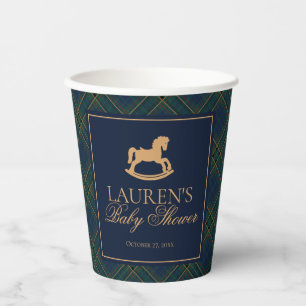 Tartan-Karo-Klassiker Schaukelpferd Baby Shower Pappbecher