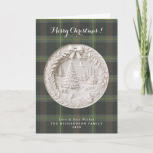 Tartan Karo moderne 3D Papierausschnitt Weihnachte Karte