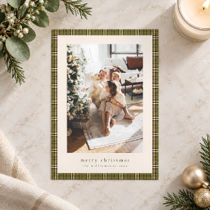Tartan Karo Olivgrün Frohe Weihnachten Foto