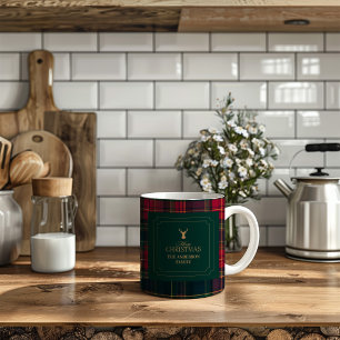 Tartan-Karo-personalisierter Weihnachts-Familienbe Kaffeetasse