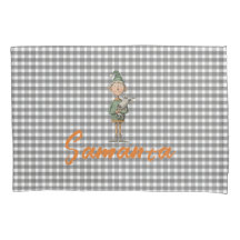 Tartan-Karo-Weihnachtself Reindeer grau weiß Name