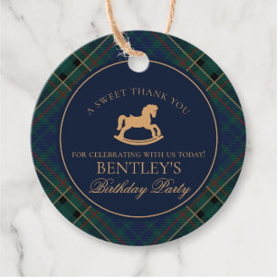 Tartan-Karo-Wippe-Pferd-Geburtstagsfeier-Kreis Geschenkanhänger