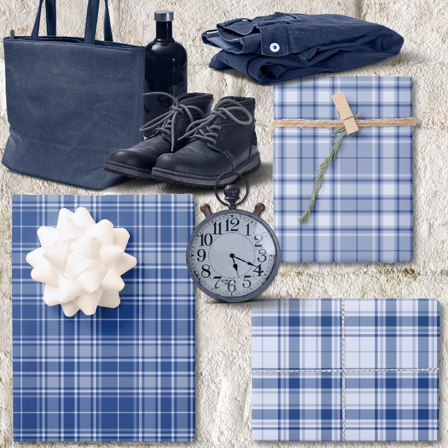 Tartan - Licht bis Marineblau - Differenz Geschenkpapier Set (Tartan - Light to Navy Blue Different Wrapping Paper Sheets by Leapfroglisics Shop)