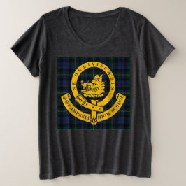 Tartan + Logo-T-Shirt für Frauen mit Logokombinati Große Größe T-Shirt