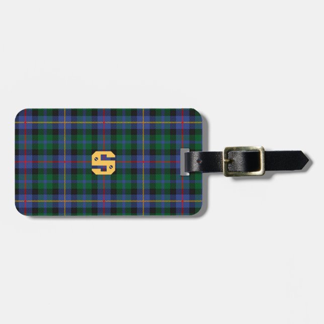 Tartan mit (oder ohne) Ihrem Initial Gepäckanhänger (Vorderseite horizontal)