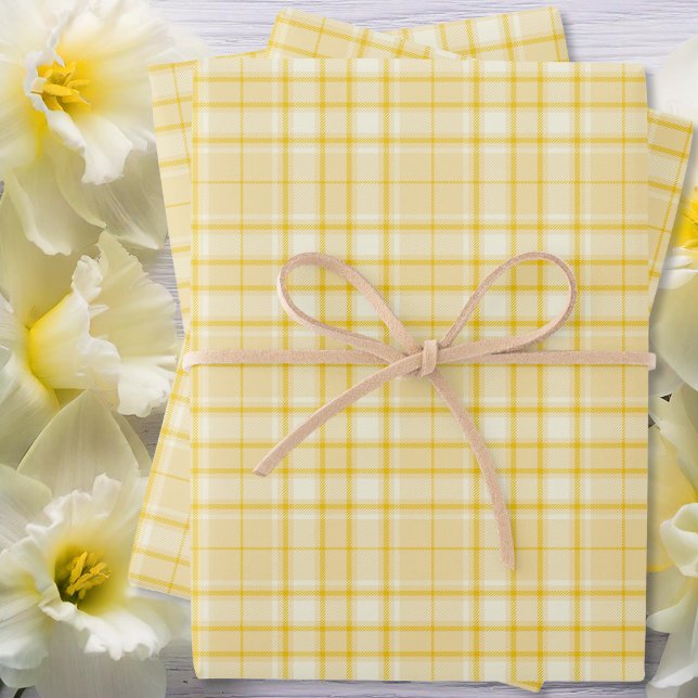 Tartan - Mittelgelb bis dunkelgelb Geschenkpapier Set (Tartan S8- Medium Yellow to Dark Yellow Wrapping Paper Sheets by Leapfroglisics shop)