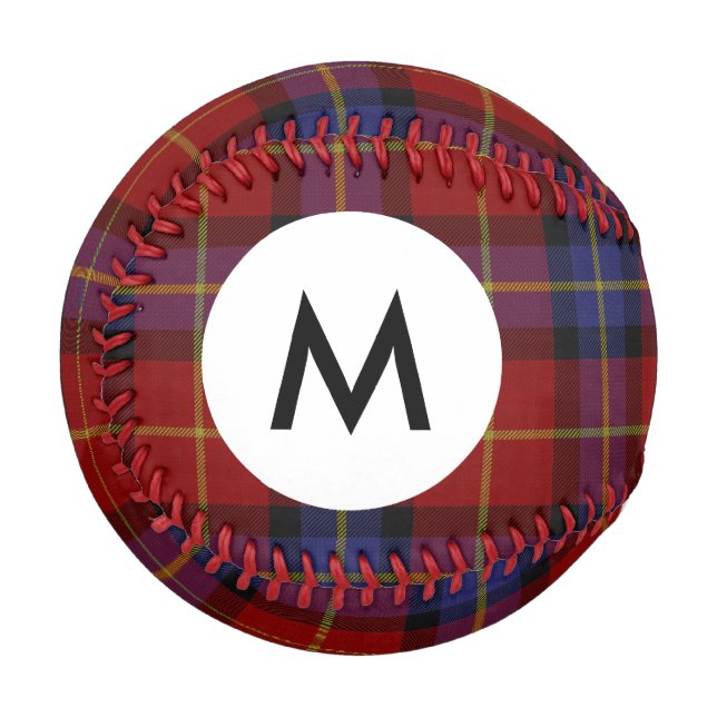 Tartan-Monogramm-Muster Baseball (Vorderseite Links)