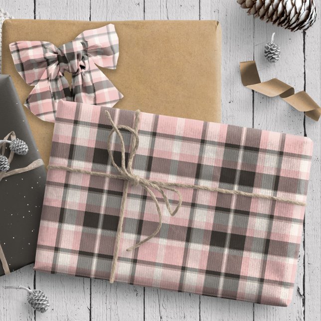 Tartan Muster10 Rosa und Grau ID210 Geschenkpapier (Von Creator hochgeladen)