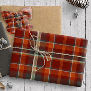 Tartan Muster11 Paprika und Stone Gray ID210 Geschenkpapier