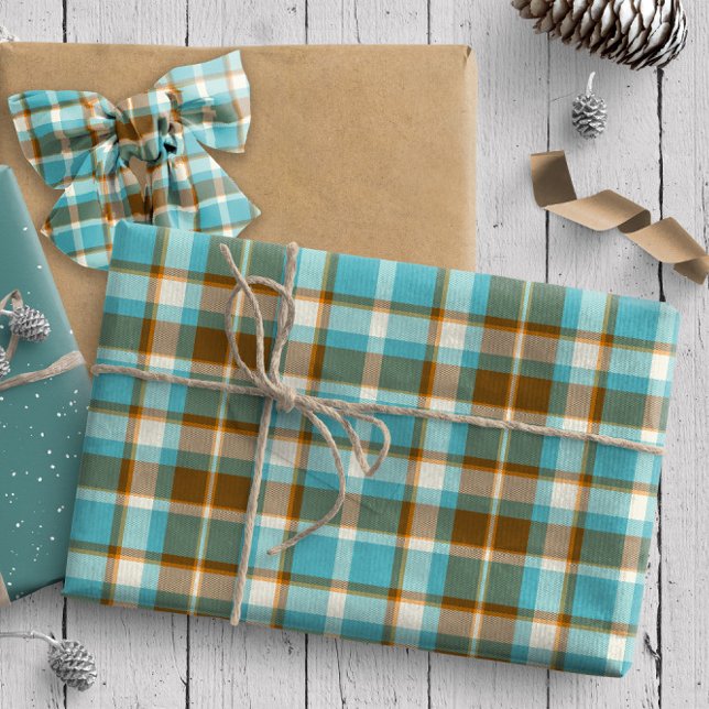 Tartan Muster5 Türkis und Gold ID210 Geschenkpapier (Von Creator hochgeladen)