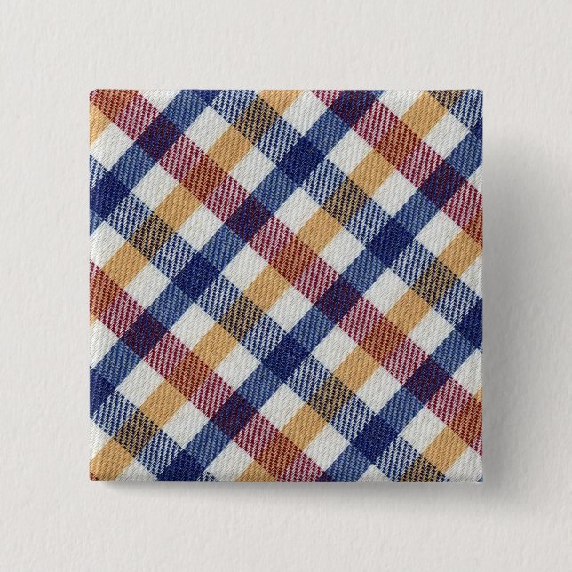 Tartan Muster in mehrfarbigen Farben Button (Vorderseite)
