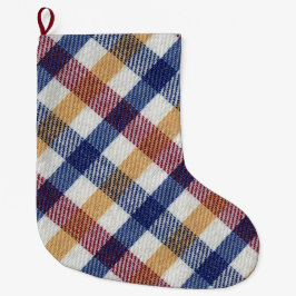 Tartan Muster in mehrfarbigen Farben Großer Weihnachtsstrumpf
