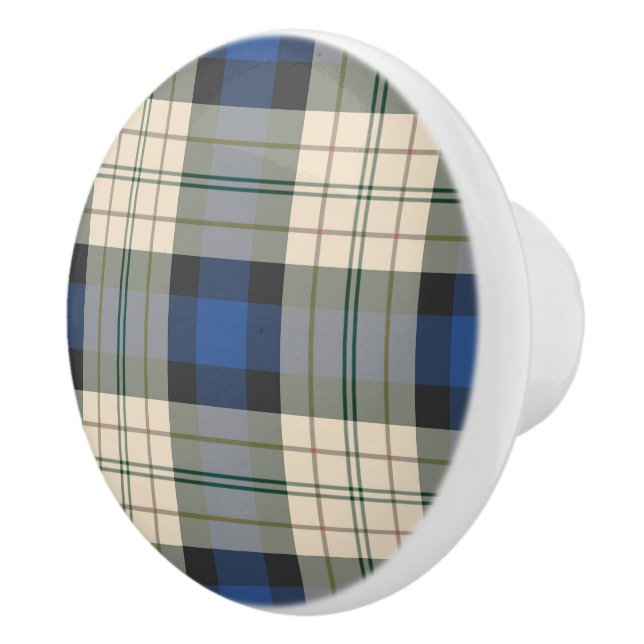 Tartan-Muster - traditionelles blaues Beige Keramikknauf (Rechts)