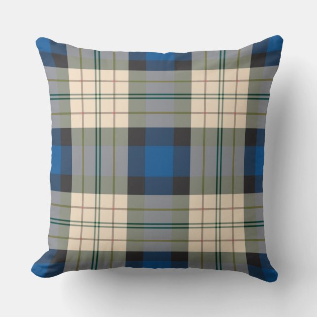 Tartan-Muster - traditionelles blaues Beige Kissen (Vorderseite)
