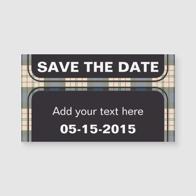 Tartan-Muster - traditionelles blaues Beige Magnetkarte (Vorderseite)