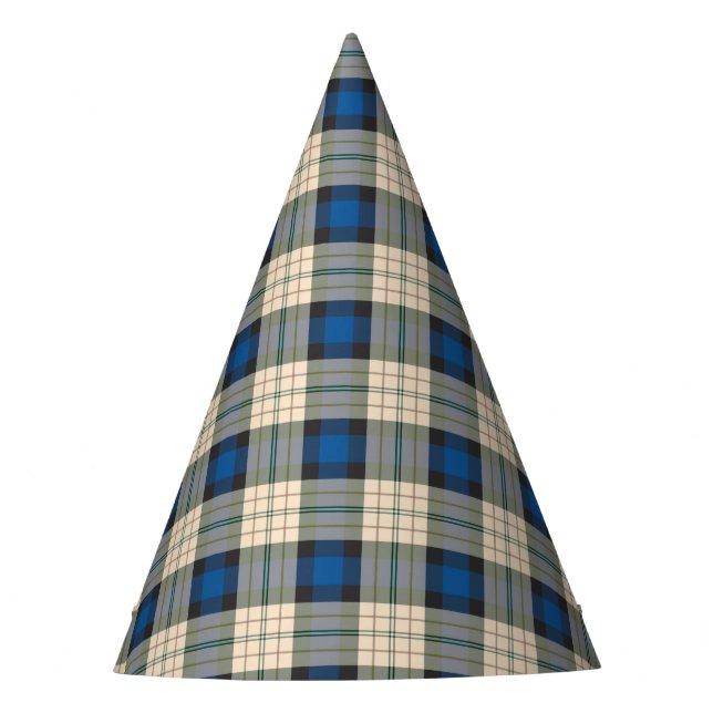 Tartan-Muster - traditionelles blaues Beige Partyhütchen (Vorderseite)