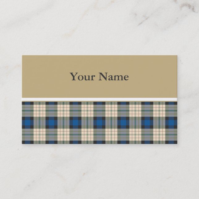 Tartan-Muster - traditionelles blaues Beige Visitenkarte (Vorderseite)