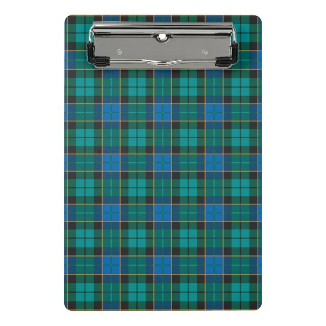Tartan-Muster - traditionelles blaues Grün Mini Klemmbrett (Vorderseite)