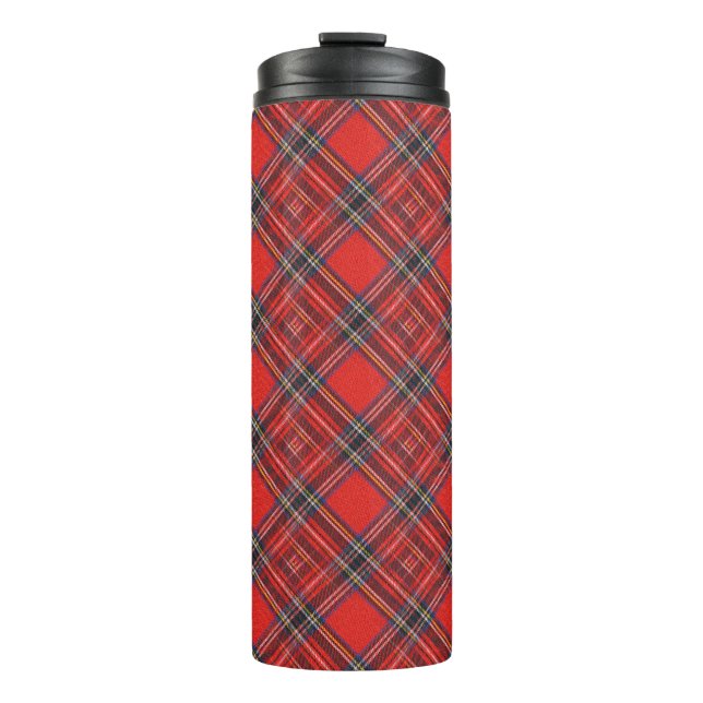 Tartan-Muster - traditionelles rotes Gewebe Thermosbecher (Vorderseite)