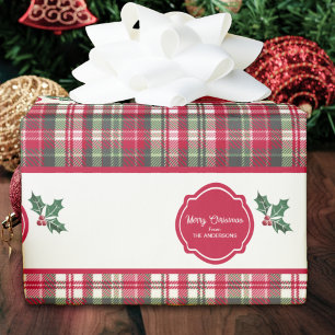 Tartan-Muster und personalisierte Weihnachten mit Geschenkpapier