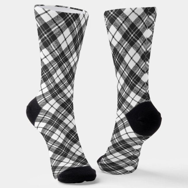 Tartan Musterferien Weihnachten Schwarz-weiß Socken (Gewinkelt)