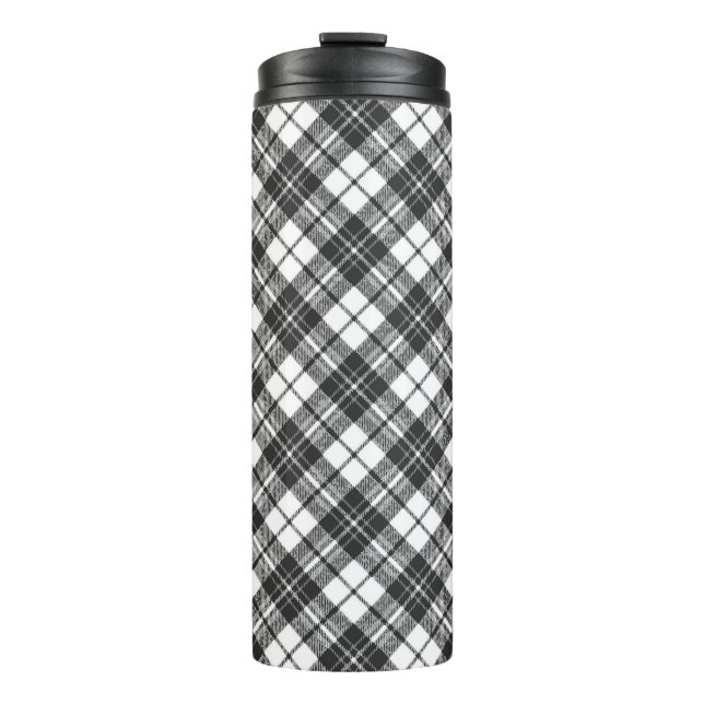 Tartan Musterferien Weihnachten Schwarz-weiß Thermosbecher (Vorderseite)