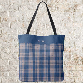 Tartan - Navy Blue mit Light and Dark Taupe Brown