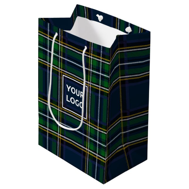 Tartan Paper Gift Bag für benutzerdefiniertes Logo Mittlere Geschenktüte (Vorderseite Schrägansicht)