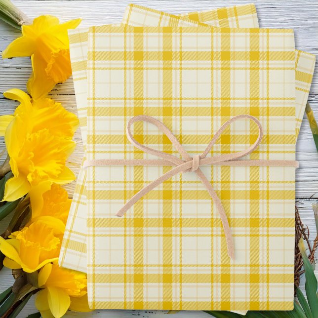 Tartan - Pastellgelb bis dunkelgelb Geschenkpapier Set (Tartan S8 - Pastel Yellow to Dark Yellow Wrapping Paper Sheets by Leapfroglisics Shop)