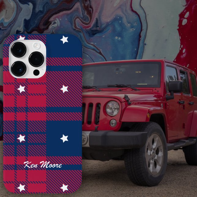 Tartan - Patriotic - Red Blue White Stars Case-Mate iPhone Hülle (1-Tartan - Patriotic - Red Blue White Stars Case-Mate iPhone Case by Leapfroglisics Shop)