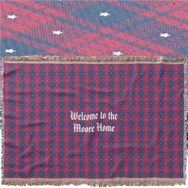 Tartan - Patriotic - Red Blue White Stars Decke (Tartan - Patriotic - Red Blue White Stars Throw Blanket by Leapfroglisics Shop)