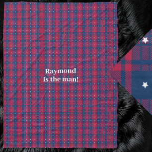 Tartan - Patriotic - Red Blue White Stars Fleecedecke