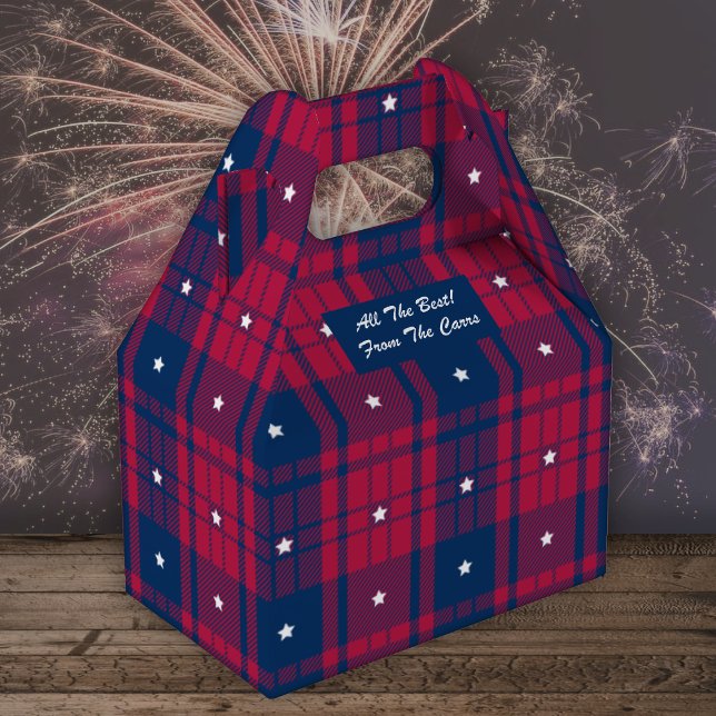 Tartan - Patriotic - Red Blue White Stars - Gable Geschenkschachtel (Von Creator hochgeladen)
