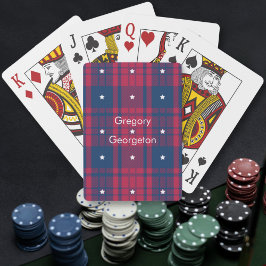 Tartan - Patriotic - Red Blue White Stars Spielkarten