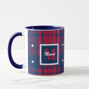 Tartan - Patriotic - Red Blue White Stars Tasse