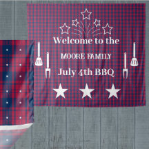 Tartan - Patriotic - Red Blue White Stars