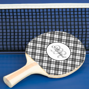 Tartan pattern Christmas Schwarz-weiß Monogram Tischtennis Schläger