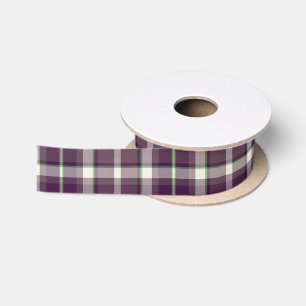 Tartan Pattern Eggplant und Green ID210 Satinband
