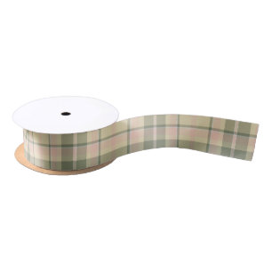 Tartan Pattern Soft Green und Pink ID210 Satinband
