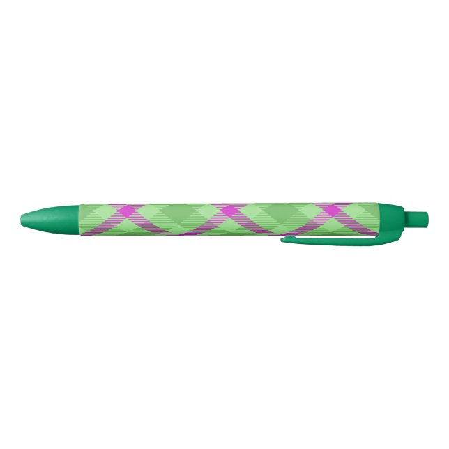 Tartan Pen grün und rosa Kugelschreiber (Unterseite)