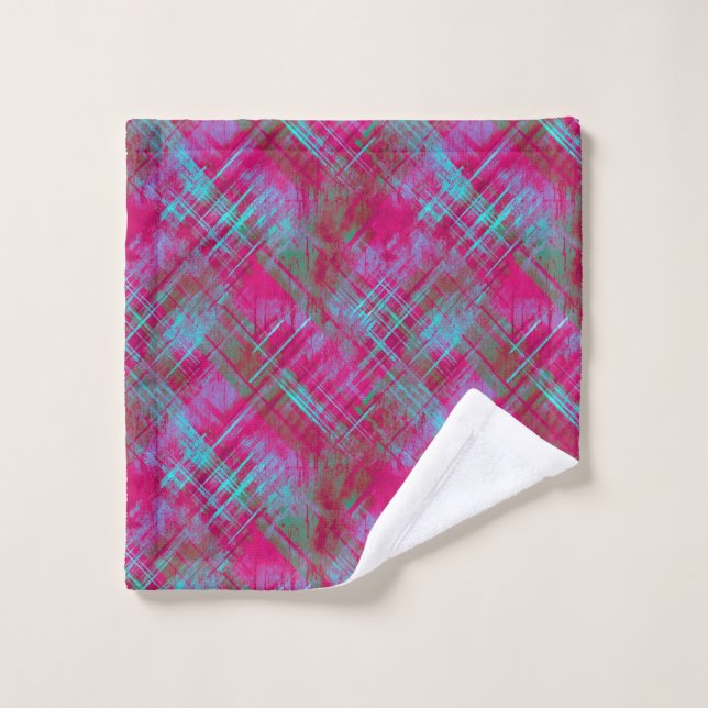 Tartan Pink Lila Aqua Kariertes Bad Waschlappen (Waschlappen)