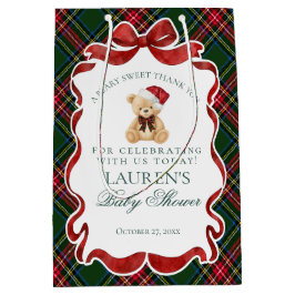 Tartan Plaid Christmas Bear Baby Shower Favors Mittlere Geschenktüte