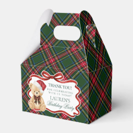 Tartan Plaid Christmas Bear Birthday Favor Box Geschenkschachtel