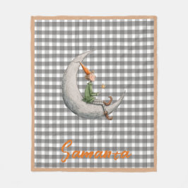 Tartan plaid christmas elf grey white name fleecedecke