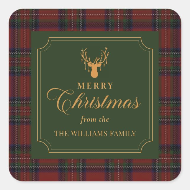 Tartan Plaid Merry Christmas Family Sticker  (Vorderseite)