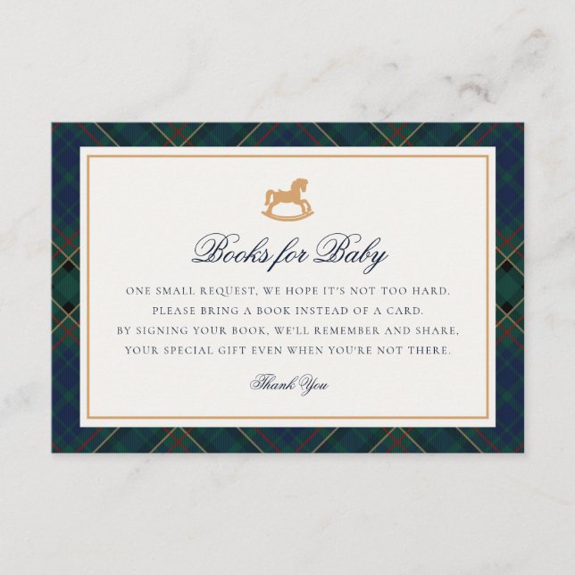 Tartan Plaid Rocking Horse Books for Baby Card Begleitkarte (Vorderseite)
