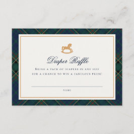 Tartan Plaid Rocking Horse Diaper Raffle Card Begleitkarte