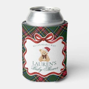 Tartan Plaid Weihnachtsbär Baby Shower Favor Dosenkühler