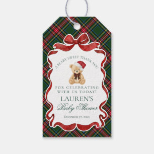 Tartan Plaid Weihnachtsbär Baby Shower Geschenke Geschenkanhänger